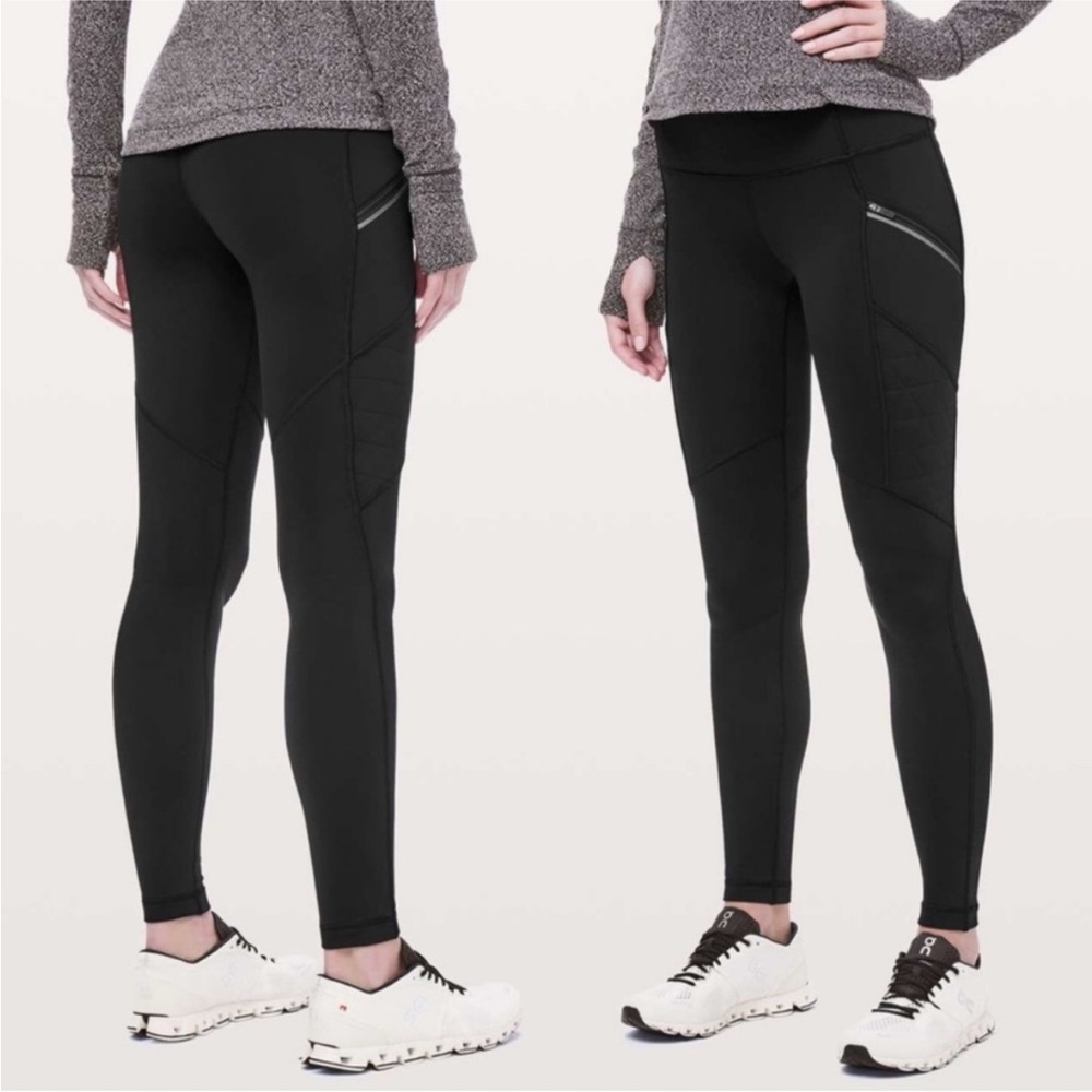 Lululemon Toasty Tech 28” Fleece-Lined Tight — Black, size 4